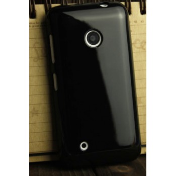 Силиконовый глянцевый непрозрачный чехол для Nokia Lumia 530 Черный