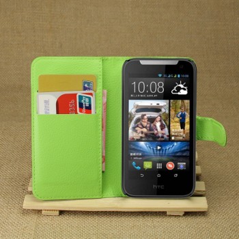 Чехол портмоне подставка с защелкой для HTC Desire 310 Зеленый