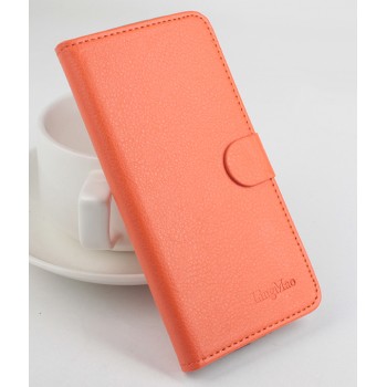 Чехол портмоне подставка на клеевой основе с магнитной застежкой для Doogee X5 Оранжевый