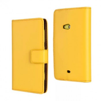 Чехол портмоне подставка на пластиковой основе с магнитной застежкой для Nokia Lumia 625 Желтый