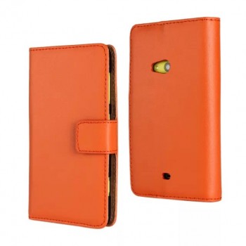 Чехол портмоне подставка на пластиковой основе с магнитной застежкой для Nokia Lumia 625 Оранжевый