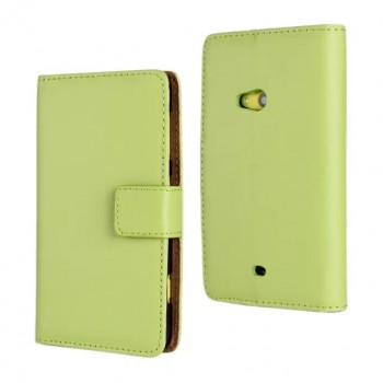 Чехол портмоне подставка на пластиковой основе с магнитной застежкой для Nokia Lumia 625 Зеленый