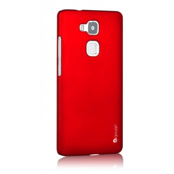 Пластиковый матовый непрозрачный чехол металлик для Huawei G8 Красный