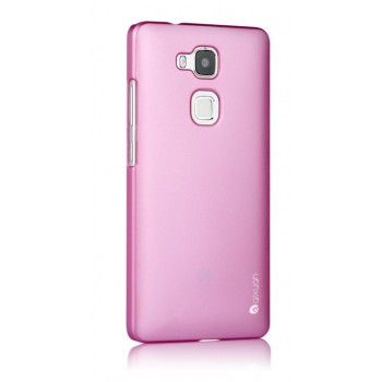 Пластиковый матовый непрозрачный чехол металлик для Huawei G8 Розовый