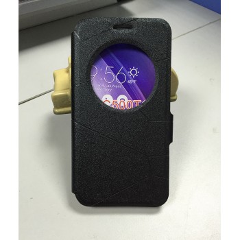 Текстурный чехол флип подставка с круглым окном вызова и магнитной застежкой для ASUS Zenfone Go Черный