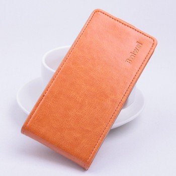Глянцевый чехол вертикальная книжка на силиконовой основе с магнитной застежкой для Xiaomi RedMi Note 2 Оранжевый