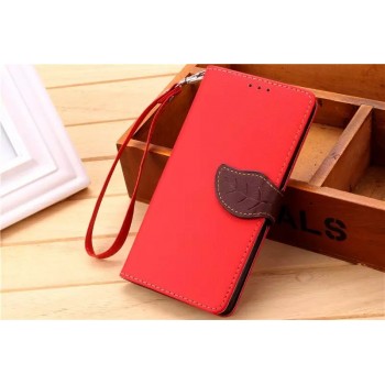 Текстурный чехол портмоне на силиконовой основе с дизайнерской застежкой для Xiaomi RedMi Note 2 Красный