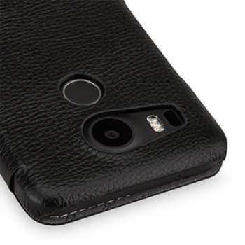 Кожаный чехол горизонтальная книжка (нат. кожа) для Google LG Nexus 5X Черный