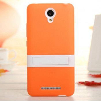 Двухкомпонентный силиконовый чехол с пластиковым бампером-подставкой для Xiaomi RedMi Note 2 Оранжевый
