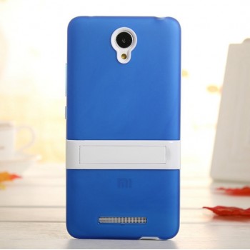 Двухкомпонентный силиконовый чехол с пластиковым бампером-подставкой для Xiaomi RedMi Note 2 Синий
