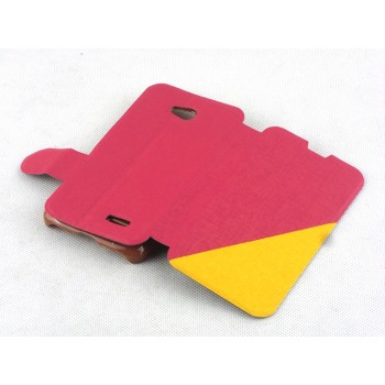 Двухцветный чехол флип подставка на пластиковой основе с отделением для карты и магнитной защелкой для LG L70 Красный