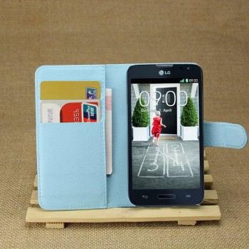 Чехол портмоне подставка с защелкой для LG L70 Голубой