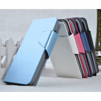 Текстурный чехол флип подставка на пластиковой основе с магнитной застежкой и отделением для карт для LG L70