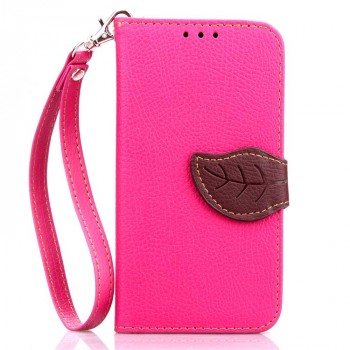 Текстурный чехол портмоне с дизайнерской застежкой на силиконовой основе для Samsung Galaxy Core Prime Розовый