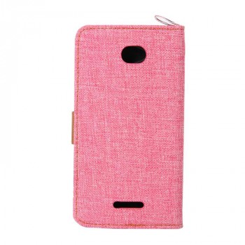 Текстурный чехол флип подставка на силиконовой основе с тканевым покрытием, отделением для карт и магнитной застежкой для Sony Xperia E4 Розовый