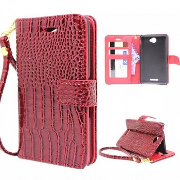 Чехол портмоне подставка с защелкой серия Croco Pattern для Sony Xperia E4 Красный