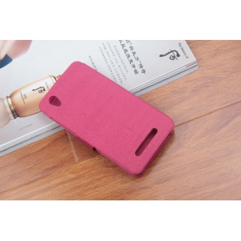 Чехол флип подставка на силиконовой основе с отделением для карт текстура Дерево для ZTE Blade X3 Розовый
