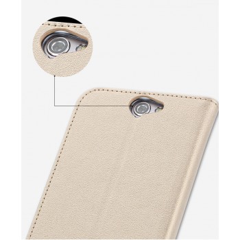 Текстурный чехол флип подставка на пластиковой основе с отделением для карт для HTC One A9 Бежевый