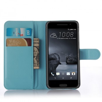 Чехол портмоне подставка на силиконовой основе с магнитной защелкой и отсеком для карт для HTC One A9 Голубой