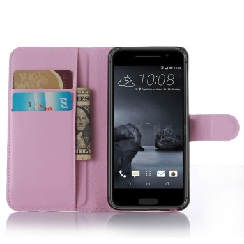 Чехол портмоне подставка на силиконовой основе с магнитной защелкой и отсеком для карт для HTC One A9 Розовый