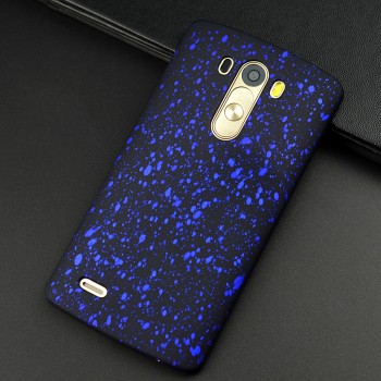 Пластиковый матовый дизайнерский чехол с голографическим принтом Звезды для LG G3 (Dual-LTE) Синий