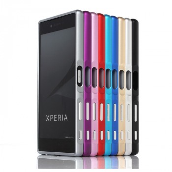 Двухкомпонентный чехол с металлическим бампером и поликарбонатной накладкой с отверстием для лого для Sony Xperia Z5 Premium
