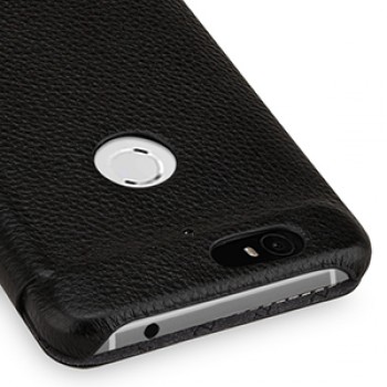 Кожаный чехол горизонтальная книжка (нат. кожа) для Google Huawei Nexus 6P Черный