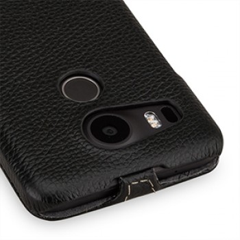 Кожаный чехол вертикальная книжка (нат. кожа) для Google LG Nexus 5X Черный