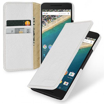 Кожаный чехол портмоне (нат. кожа) на кожаной основе для Google LG Nexus 5X Белый