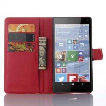 Чехол портмоне подставка на силиконовой основе с отсеком для карт и магнитной защелкой для Microsoft Lumia 950 XL Красный