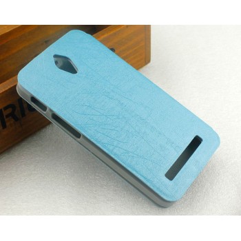 Текстурный чехол флип подставка на пластиковой основе с присоской для ASUS Zenfone C Голубой