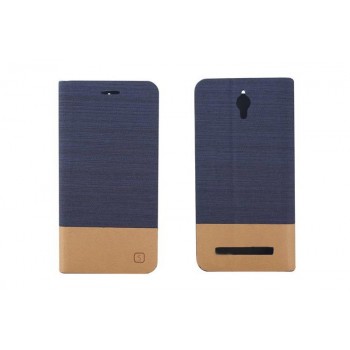 Дизайнерский чехол флип подставка на силиконовой основе с тканевым покрытием с внутренним карманом для ASUS Zenfone C Синий