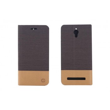 Дизайнерский чехол флип подставка на силиконовой основе с тканевым покрытием с внутренним карманом для ASUS Zenfone C Черный