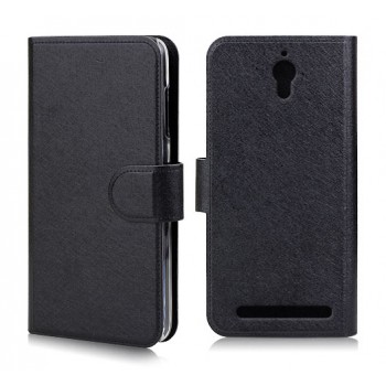 Текстурный чехол портмоне с застежкой и внутренними карманами для ASUS Zenfone C Черный
