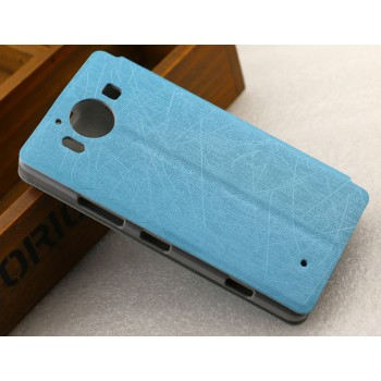 Текстурный чехол флип подставка на пластиковой основе с присоской для Microsoft Lumia 950 Синий