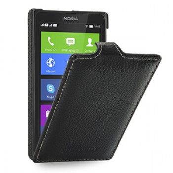 Кожаный чехол книжка вертикальная (нат. кожа) для Nokia X/X+