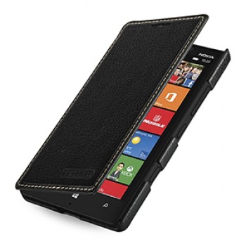 Кожаный чехол книжка горизонтальная (нат. кожа) для Nokia Lumia 930 черная