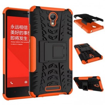 Антиударный гибридный чехол экстрим защита силикон/поликарбонат для Xiaomi RedMi Note 2 Оранжевый