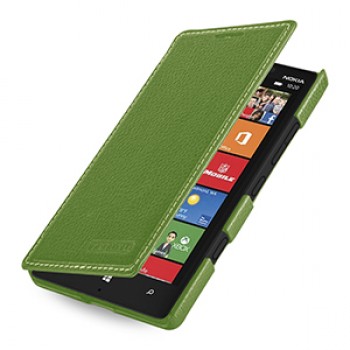 Кожаный чехол книжка горизонтальная (нат. кожа) для Nokia Lumia 930 зеленая