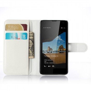Чехол портмоне подставка с защелкой для Microsoft Lumia 550 Белый