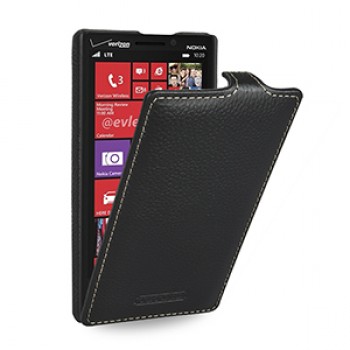 Кожаный чехол книжка вертикальная (нат. кожа) для Nokia Lumia 930 черная