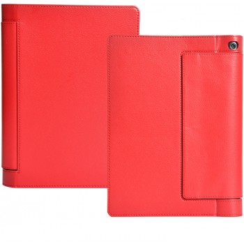 Кожаный чехол подставка с полной защитой экрана и корпуса на липучке для Lenovo Yoga Tab 3 10 Красный