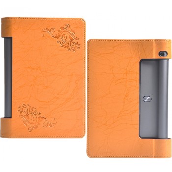 Чехол подставка с рамочной защитой экрана и рельефным принтом для Lenovo Yoga Tab 3 10 Оранжевый