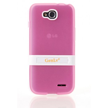 Двухкомпонентный силиконовый чехол с пластиковым бампером-подставкой для LG L90 Розовый