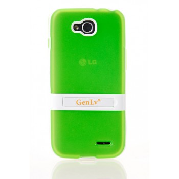 Двухкомпонентный силиконовый чехол с пластиковым бампером-подставкой для LG L90 Зеленый