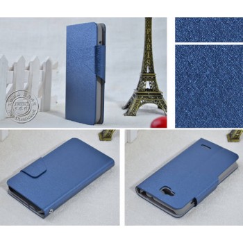 Текстурный чехол флип подставка с магнитной застежкой для LG L90 Синий