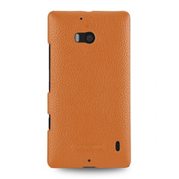 Кожаный чехол накладка (нат. кожа) для Nokia Lumia 930 оранжевая