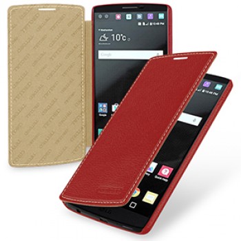 Кожаный чехол горизонтальная книжка (нат. кожа) для LG V10 Красный