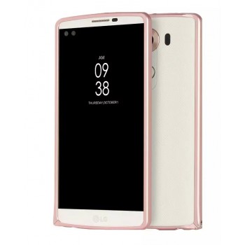 Металлический бампер для LG V10 Розовый