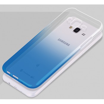 Силиконовый полупрозрачный градиентный чехол для Samsung Galaxy J7 Синий